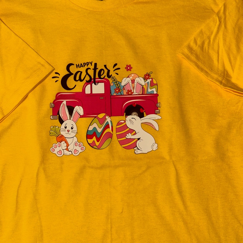 Gildan Yellow Easter Truck & Bunnies Graphic Tee